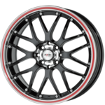 black, edge polished/red